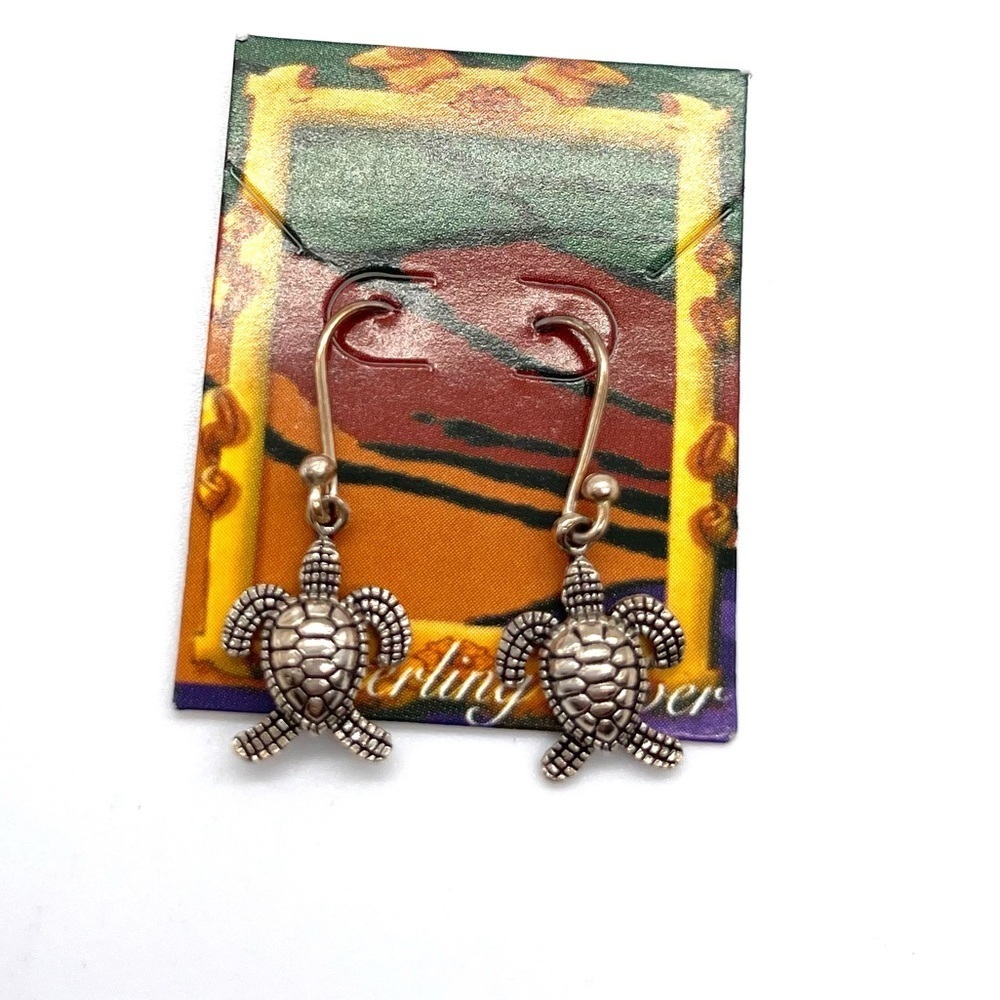 Sterling Silver Sea Turtles Hook Earrings